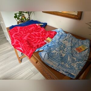 Primark Light Blue & White Tropical-Pattern Swim Shorts